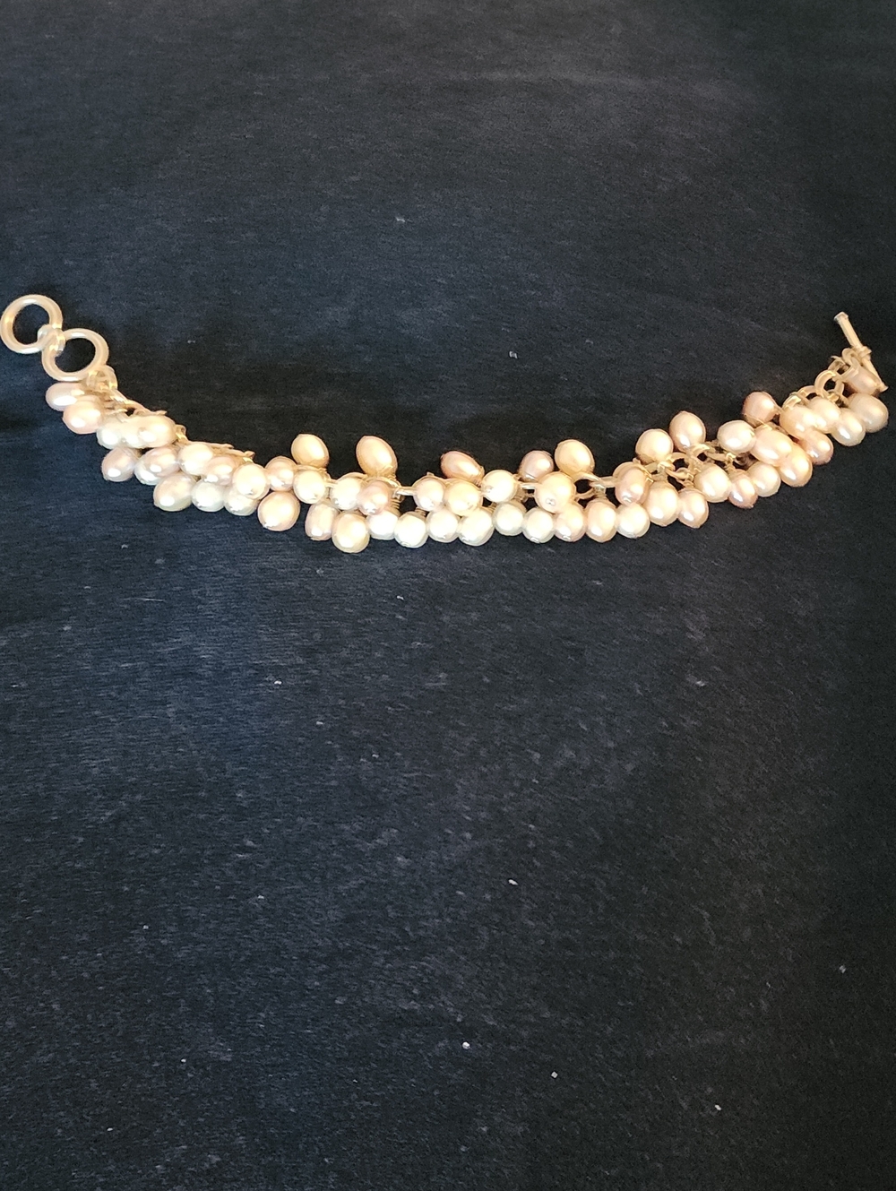 Vintage SILPADA Sterling Silver Pink White And Cream Pearl Cha Cha Bracelet